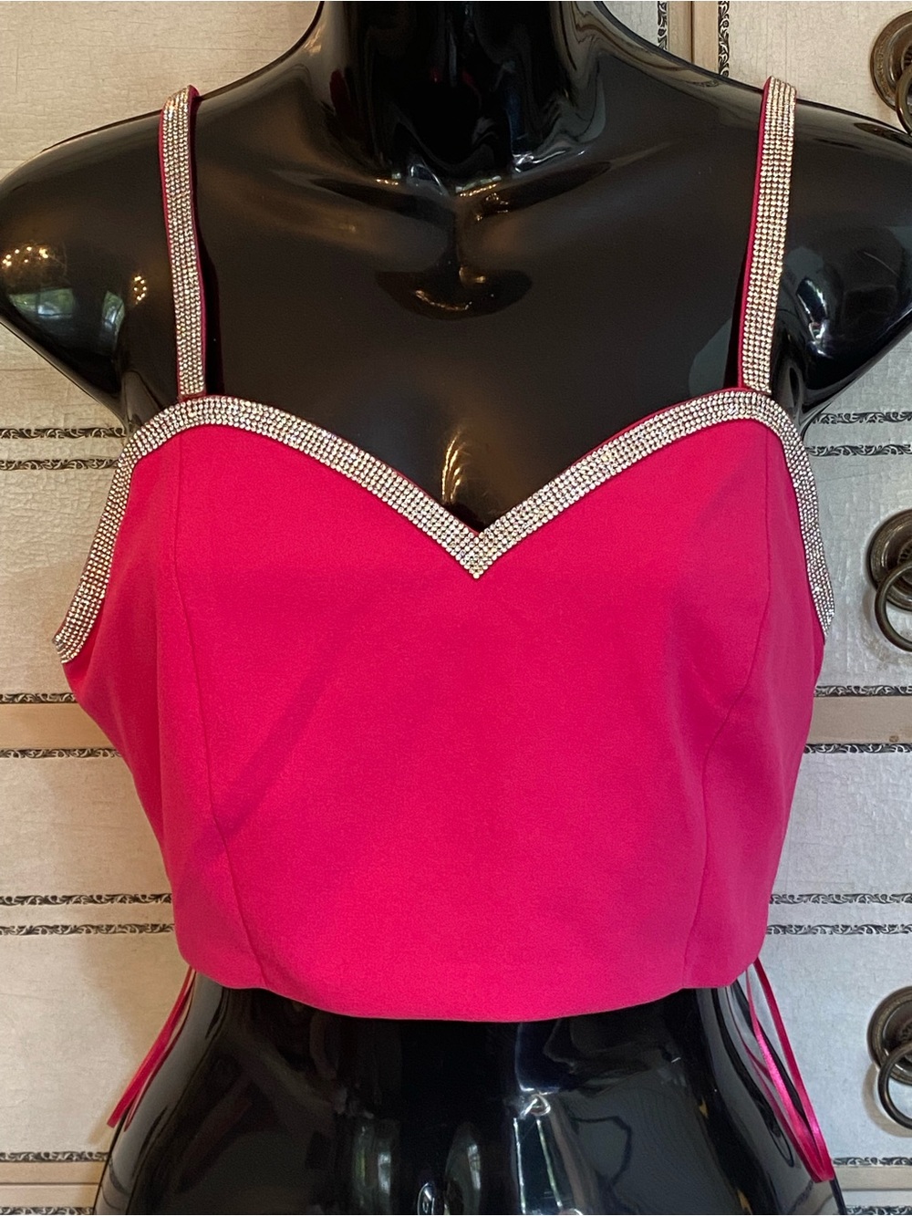 Sincerely Jules crop top featuring sparkling rhinestone …size S.
